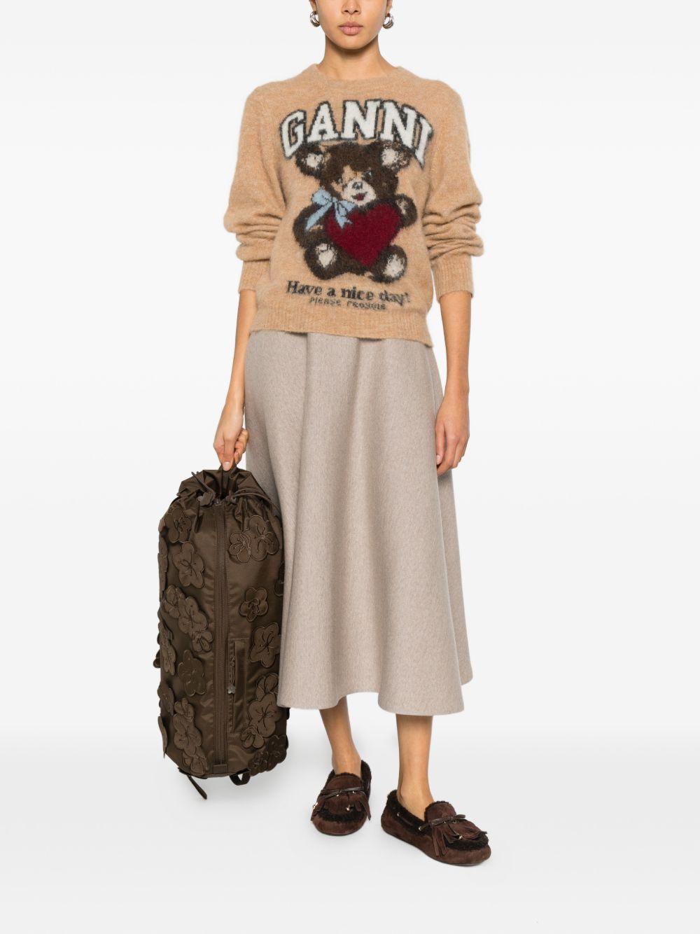 Maglione con motivo jacquard in marrone Ganni - donna 
