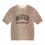 T-shirt in maglia animalier con logo Ganni - donna 