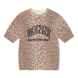 T-shirt in maglia animalier con logo Ganni - donna 