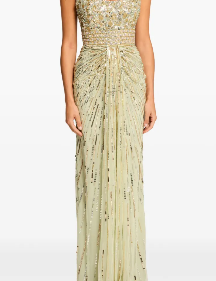 Abito Elixir lungo con paillettes in verde Jenny packham - donna 