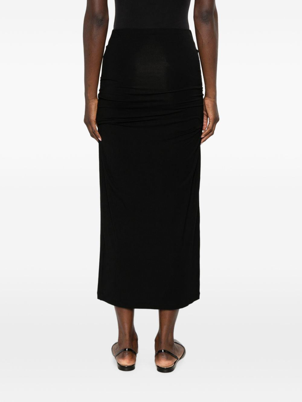 Gonna midi drappeggiata in nero 