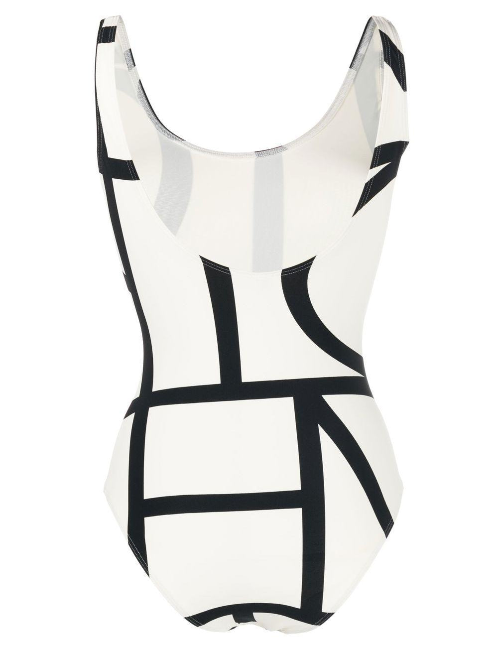 Costume da bagno con monogramma in bianco e nero Toteme - donna 