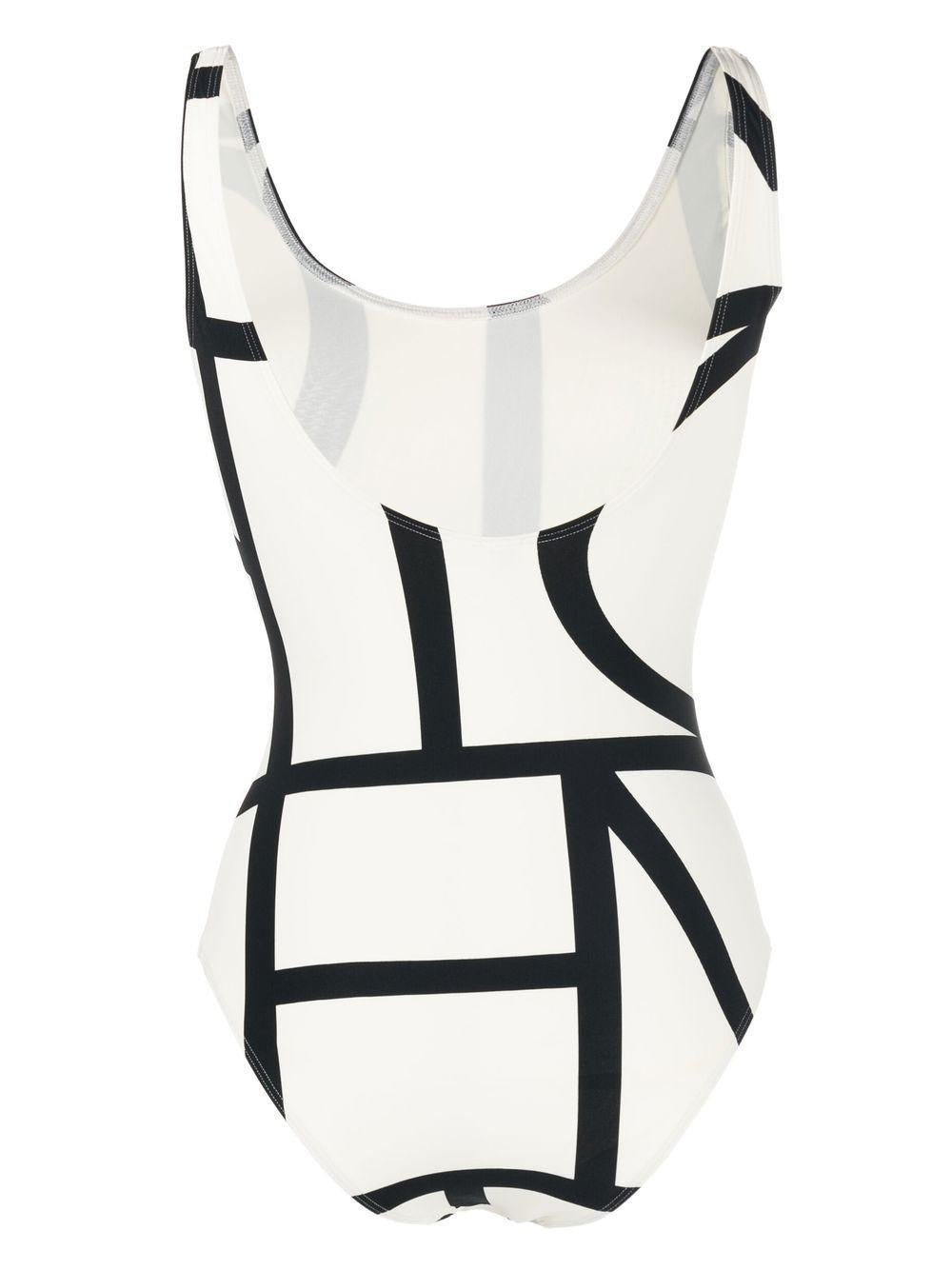 Costume da bagno con monogramma in bianco e nero Toteme - donna 