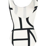 Costume da bagno con monogramma in bianco e nero Toteme - donna 