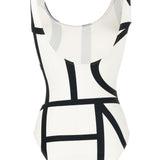 Costume da bagno con monogramma in bianco e nero Toteme - donna 
