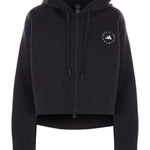 Felpa con cappuccio crop in nero Adidas by stella mc cartney - donna 