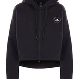 Felpa con cappuccio crop in nero Adidas by stella mc cartney - donna 