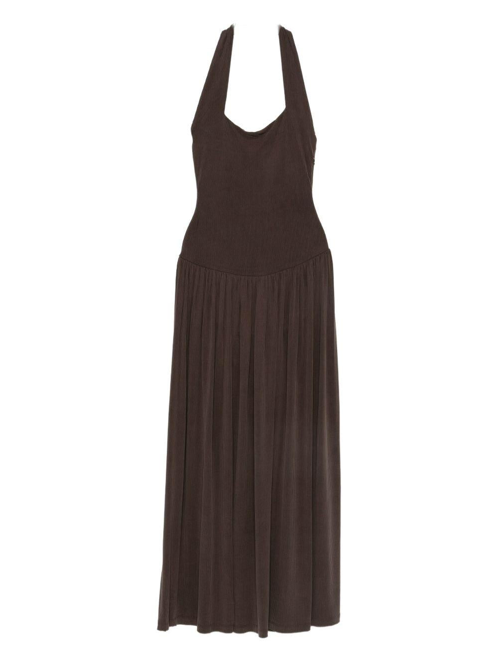 Abito lungo con scollo halter in marrone Aya Muse - donna 
