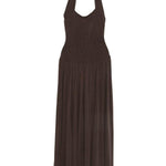 Abito lungo con scollo halter in marrone Aya Muse - donna 