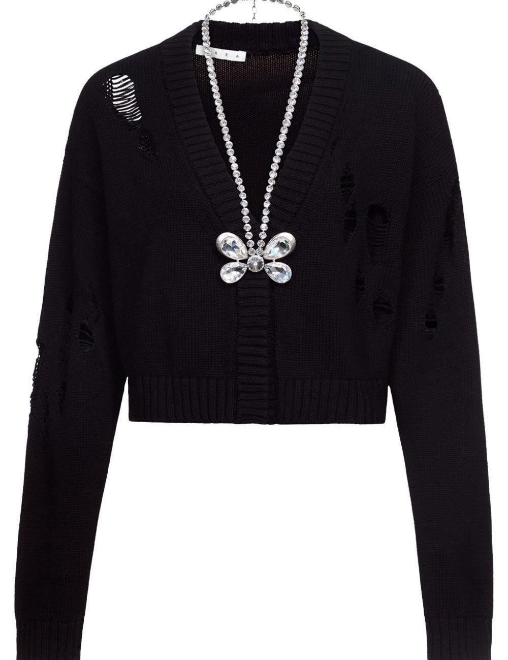 Cardigan con decorazione in cristalli in nero Area - donna 