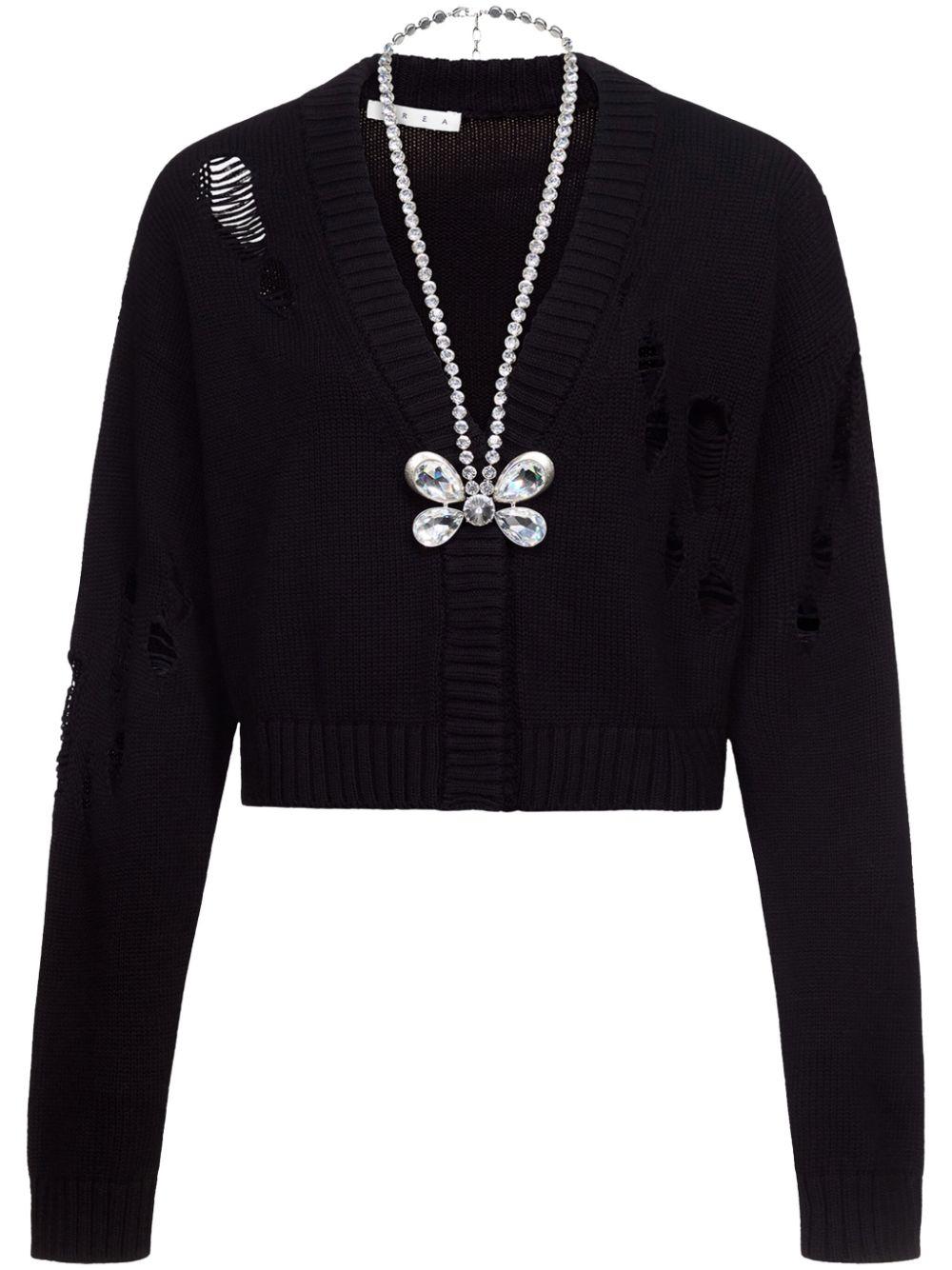 Cardigan con decorazione in cristalli in nero Area - donna 