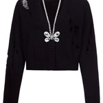 Cardigan con decorazione in cristalli in nero Area - donna 