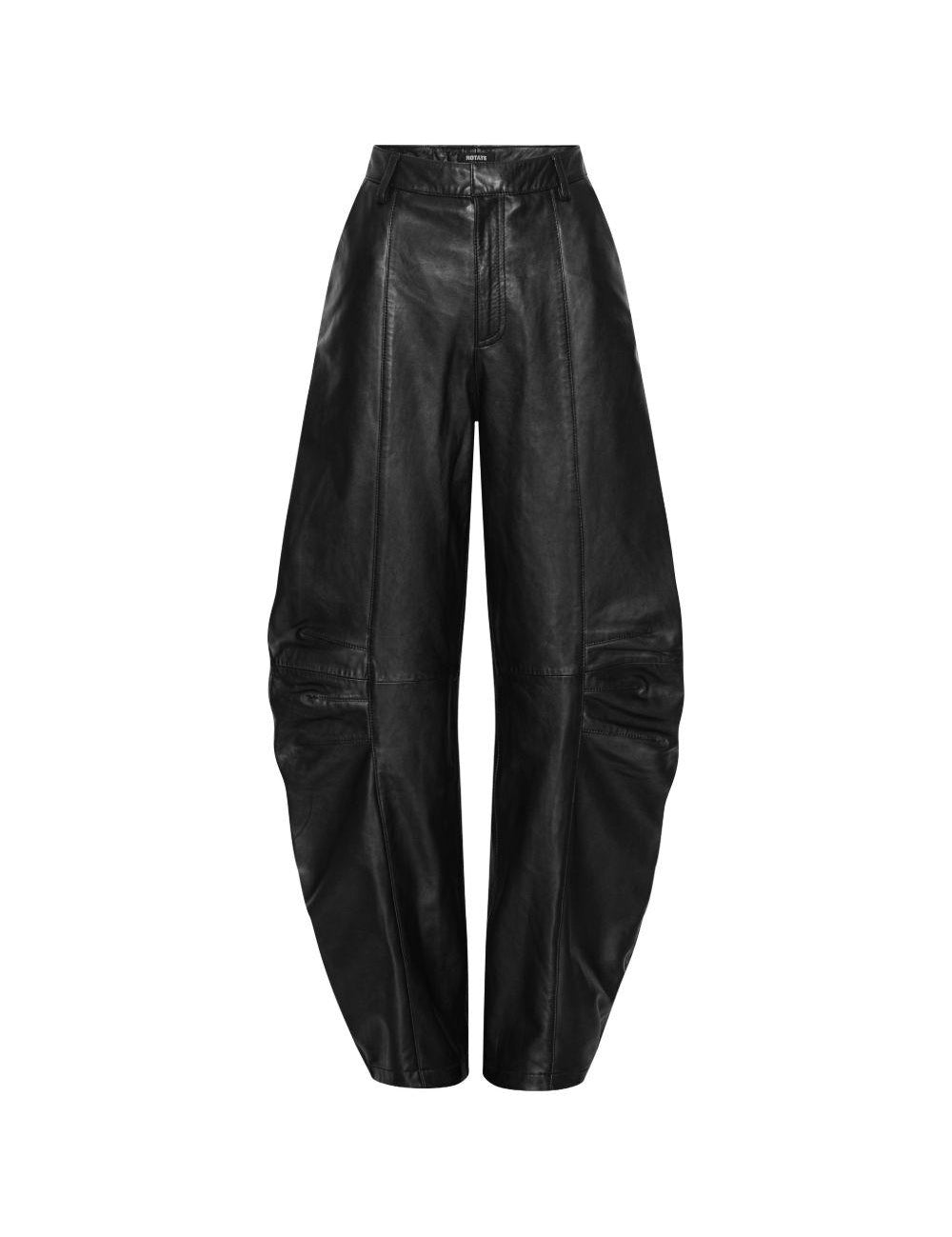 Pantaloni cargo in pelle in nero 