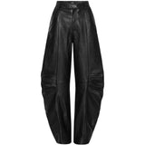 Pantaloni cargo in pelle in nero 