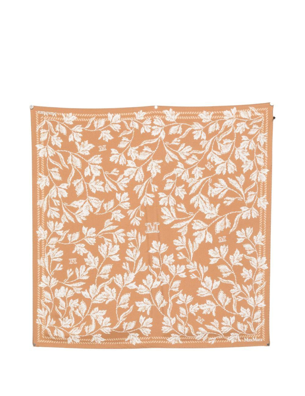 Sciarpa con stampa floreale in marrone Maxmara - donna 