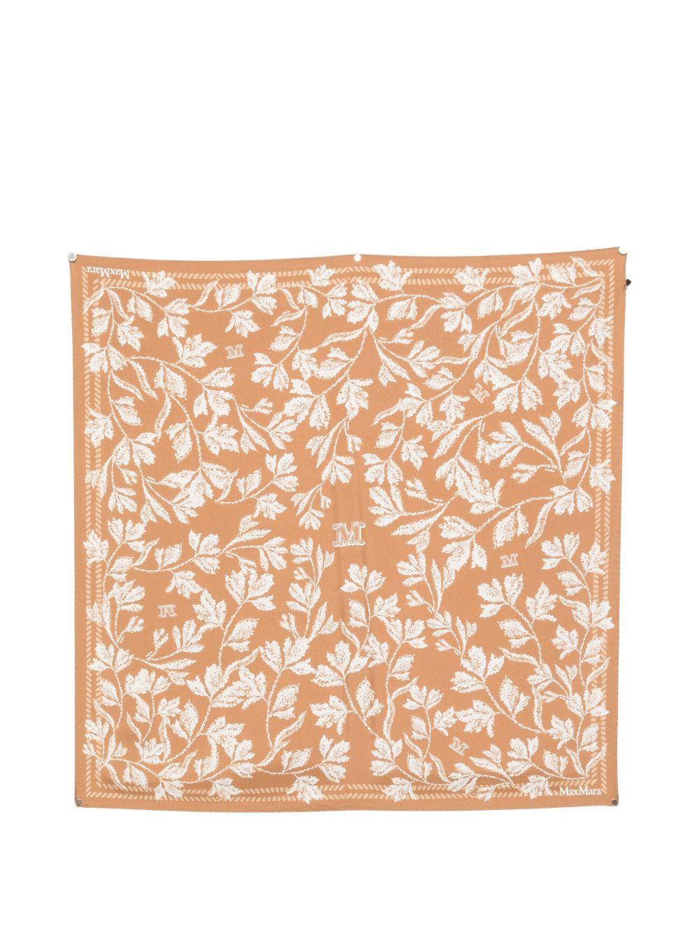 Sciarpa con stampa floreale in marrone Maxmara - donna 