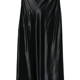 Gonna midi in raso nero Alberta Ferretti - donna 