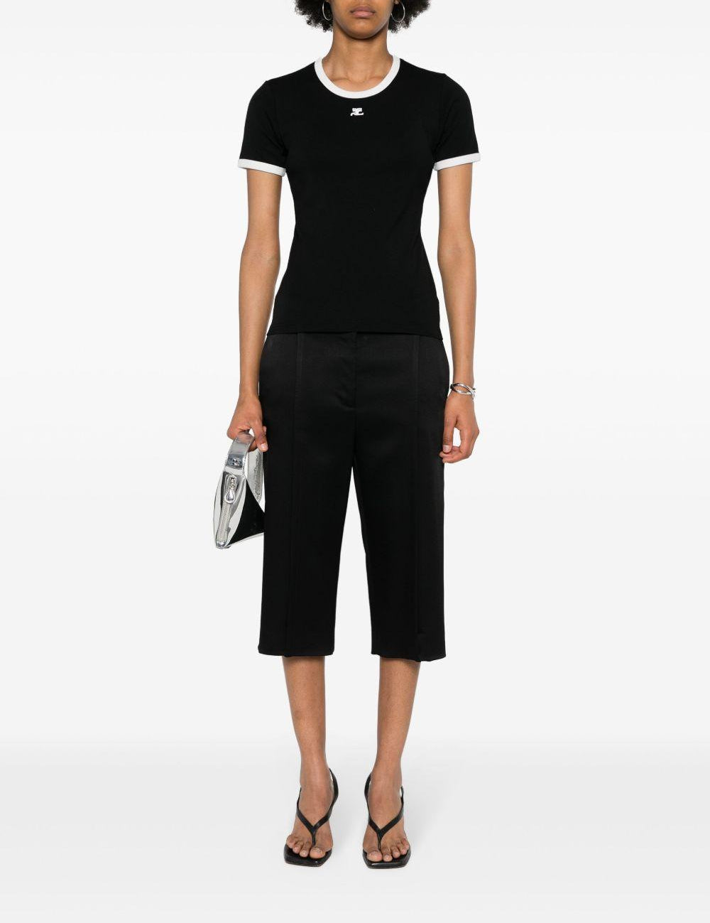 T-shirt con applicazione in nero Courrèges - donna 