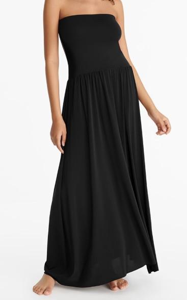 Copricostume lungo a fascia in nero Oda Eres - donna 