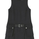 Abito corto con cintura e tasche in nero Ganni - donna 