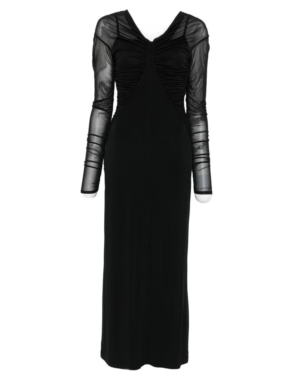 Abito con spalle scoperte e drappeggio locri in nero Maxmara - donna 