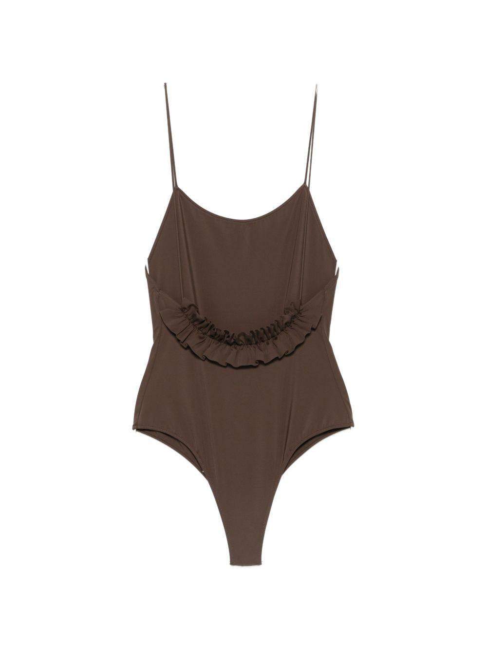 Costume con volant sul retro in marrone Jacquemus - donna 