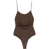 Costume con volant sul retro in marrone Jacquemus - donna 