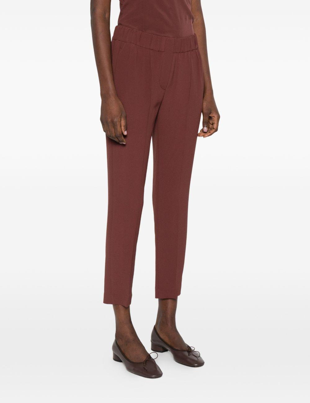 Pantaloni elasticizzati in marrone Brunello cucinelli - donna 