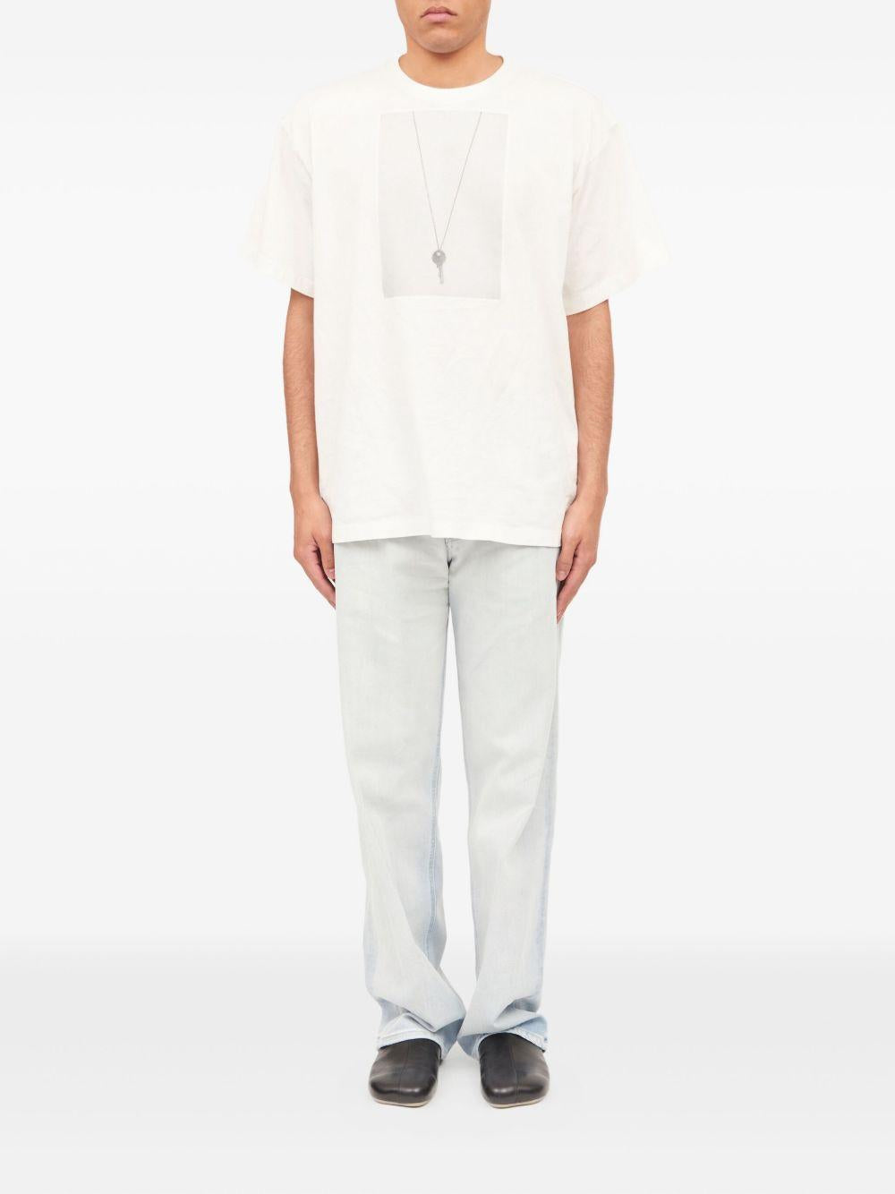 T-shirt girocollo in bianco Mm6 maison margiela - uomo 
