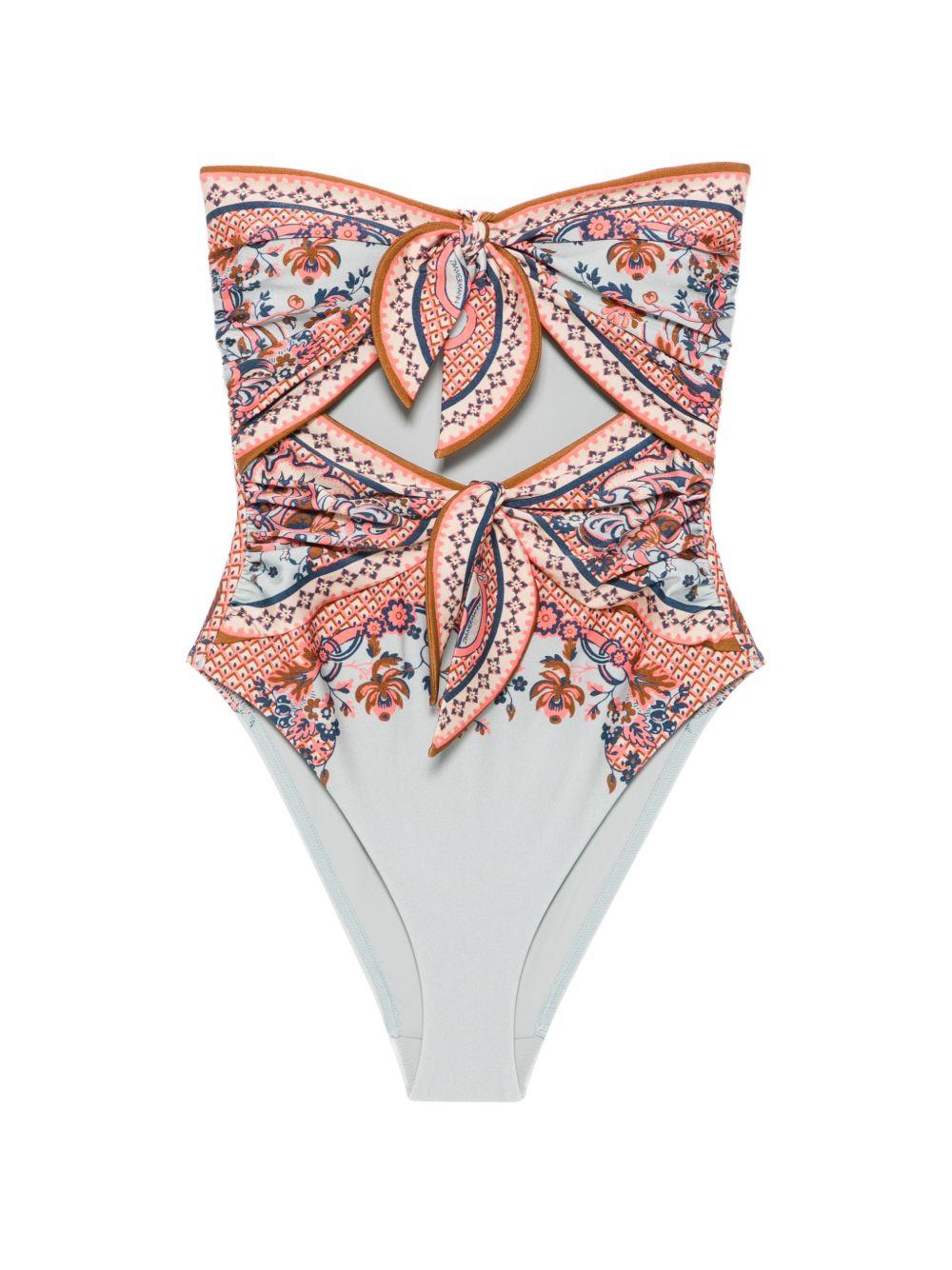 Costume intero con stampa floreale Aster multicolore 