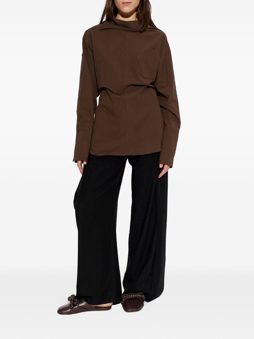 Camicia di cotone con colletto asimmetrico in marrone Issey miyake  - donna 