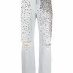 Jeans a vita alta decorati con cristalli in celeste Golden goose - unisex 