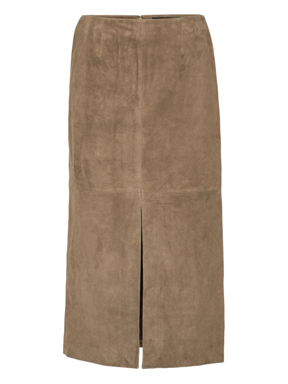 Gonna midi con spacco in marrone Rotate - donna 