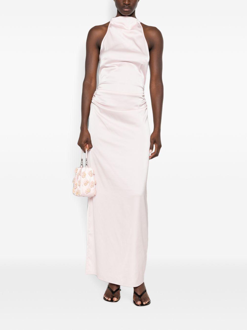 Abito maxi satinato in rosa 