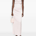 Abito maxi satinato in rosa 