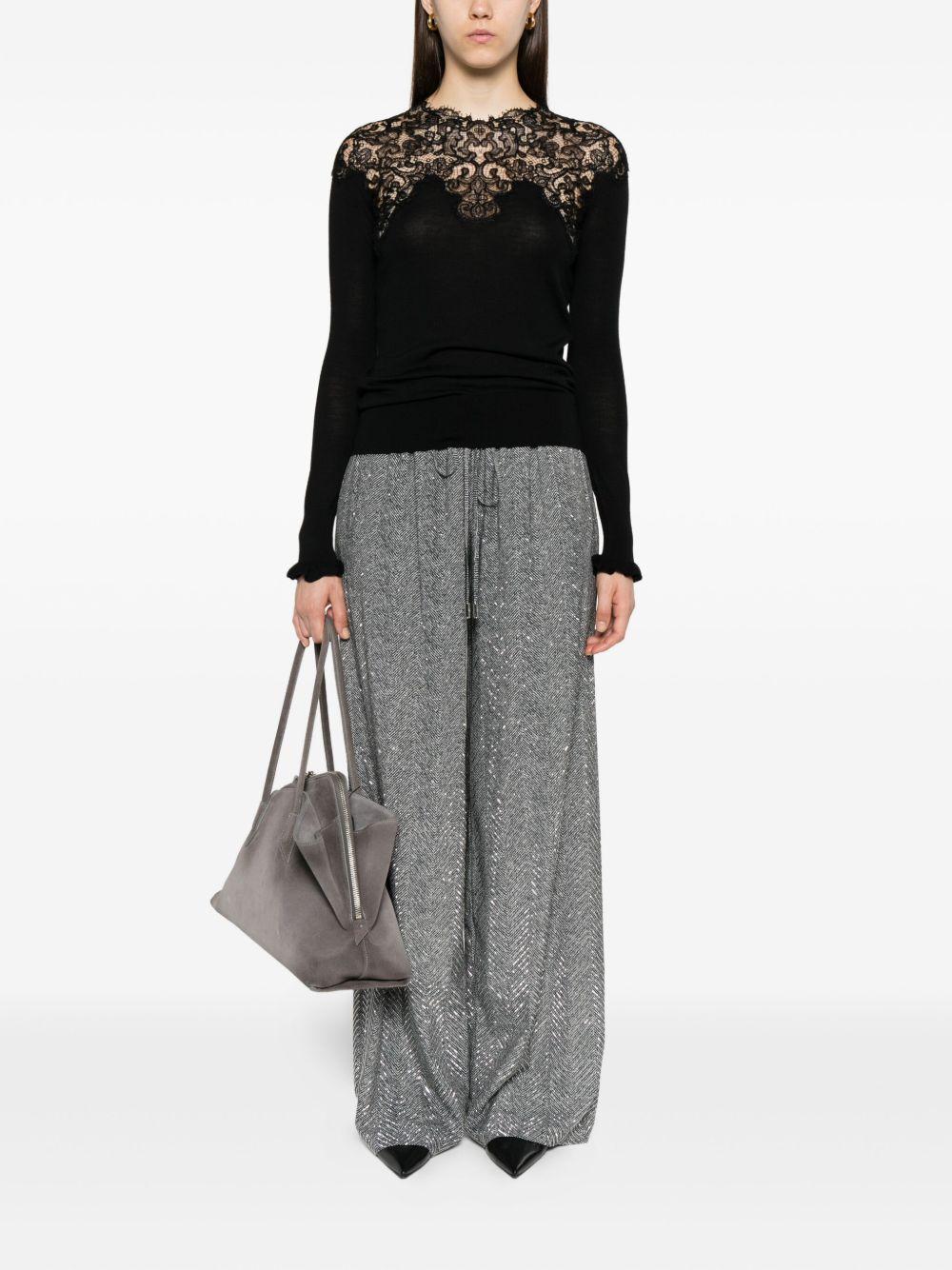 Maglione con bordo di pizzo in nero Ermanno scervino - donna 