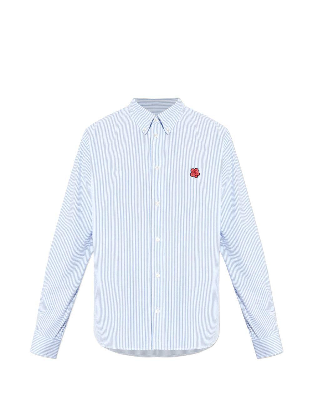 Camicia con logo a righe in azzurro Kenzo - uomo 