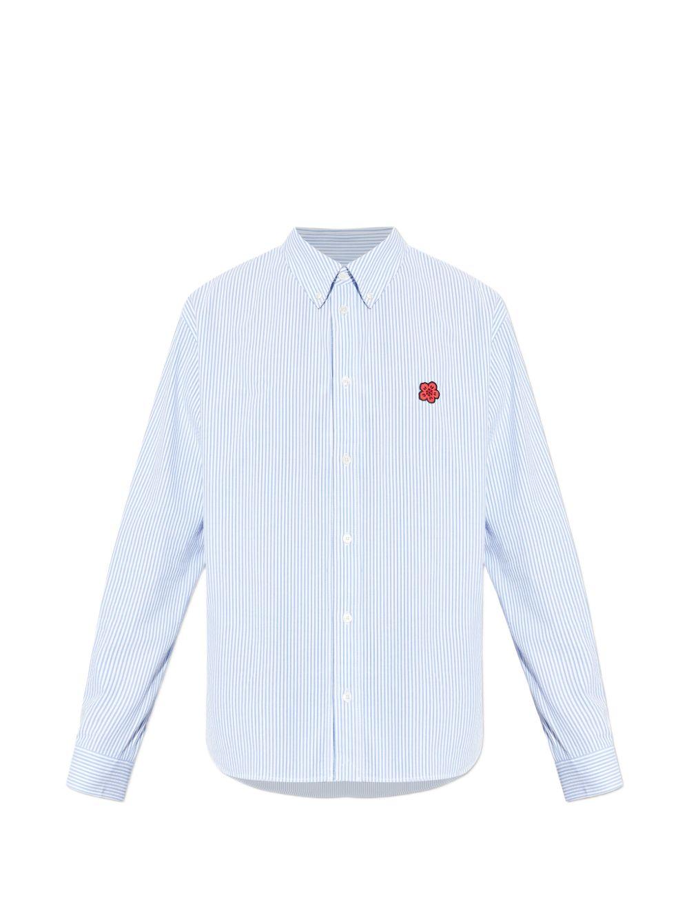 Camicia con logo a righe in azzurro Kenzo - uomo 