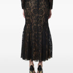 Gonna midi in pizzo in nero 