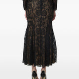 Gonna midi in pizzo in nero 