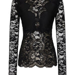 Blusa in pizzo con cut-out nero Rabanne - donna 