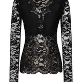 Blusa in pizzo con cut-out nero Rabanne - donna 