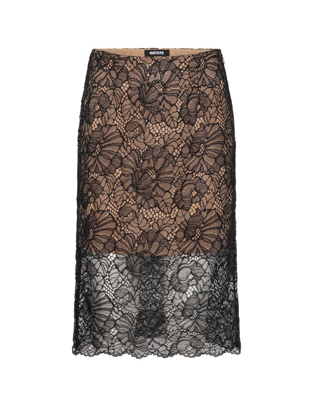 Gonna midi in pizzo in nero 