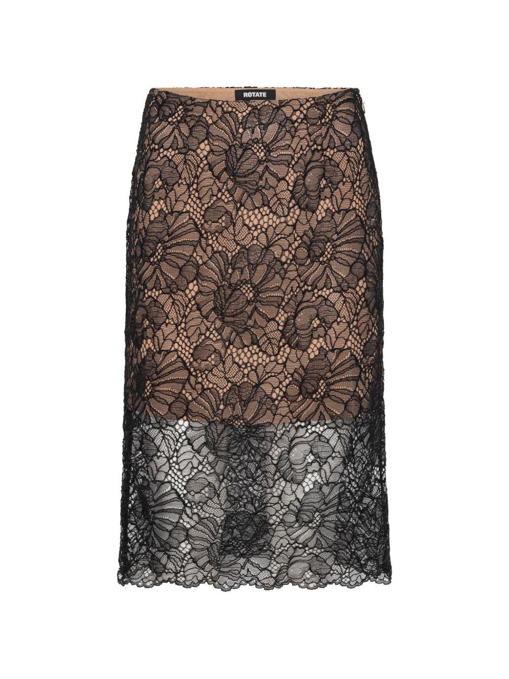 Gonna midi in pizzo in nero 