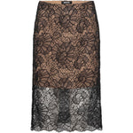 Gonna midi in pizzo in nero 