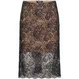 Gonna midi in pizzo in nero 