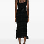 Abito midi con ruches in nero Magda Butrym - donna 