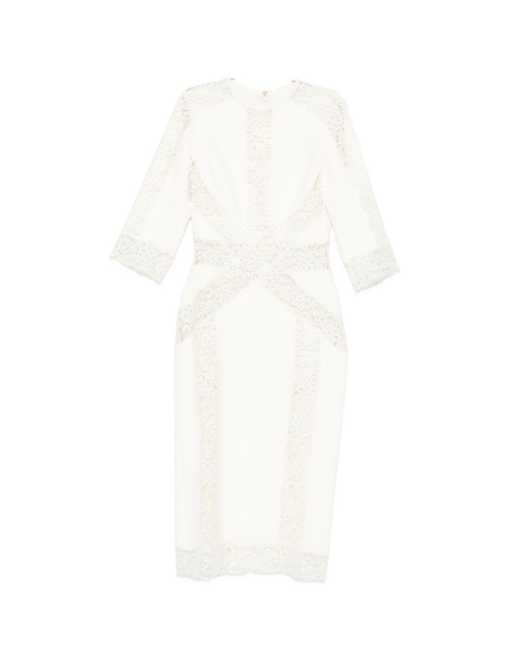Abito midi con pannelli in pizzo in bianco Elie saab - donna 