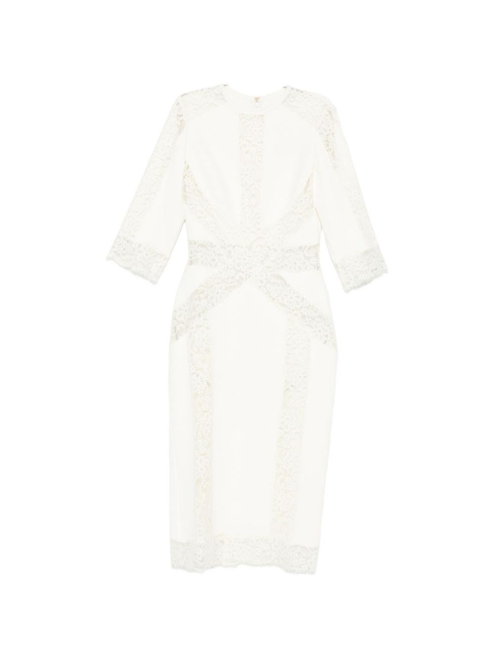 Abito midi con pannelli in pizzo in bianco Elie saab - donna 