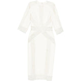 Abito midi con pannelli in pizzo in bianco Elie saab - donna 
